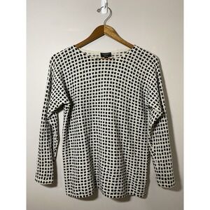Charter Club Luxury‎ Cashmere Sweater Womens XS Black Beige Round Neck Pullover